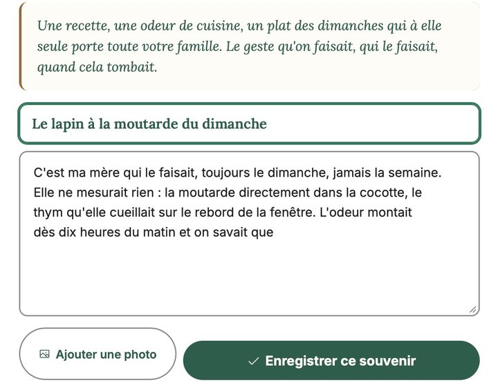 Le Biographe invite à écrire un souvenir autour d'une recette familiale du dimanche